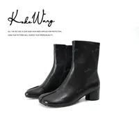 KOKO WANG秋冬前明线侧拉链软皮小高跟苹果头瘦瘦靴X0315H29X08