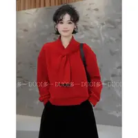 多一“云朵慕斯”2025冬季新款设计感纯色飘带V领百搭套头休闲卫衣