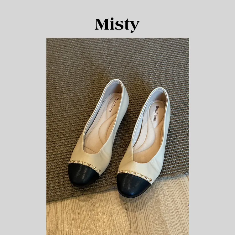Misty雾屿女鞋|34-40码|4.5cm|2025爆款小香风拼色平底浅口单鞋