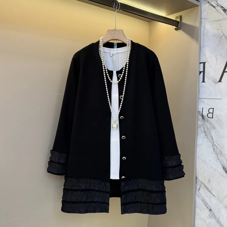 2025年秋季新款拼接木耳边高级感运动风宽松百搭显瘦时尚外套9139