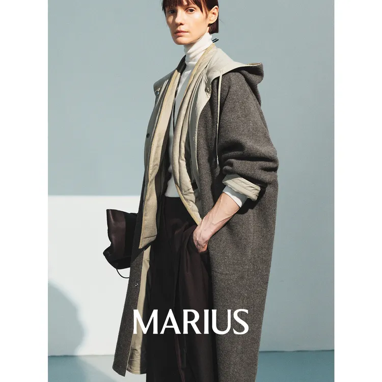 MARIUS | "风向标"圈圈羊毛机能风正反两穿立体挺括连帽防风大衣