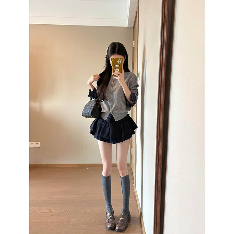韩系chic别致学院风半裙两件套装女春2025新款爆款早秋穿搭一整套