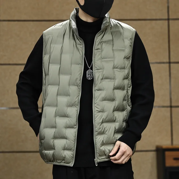 90鸭绒立领轻薄款男士羽绒马甲冬季潮牌百搭保暖内搭外穿羽绒背心
