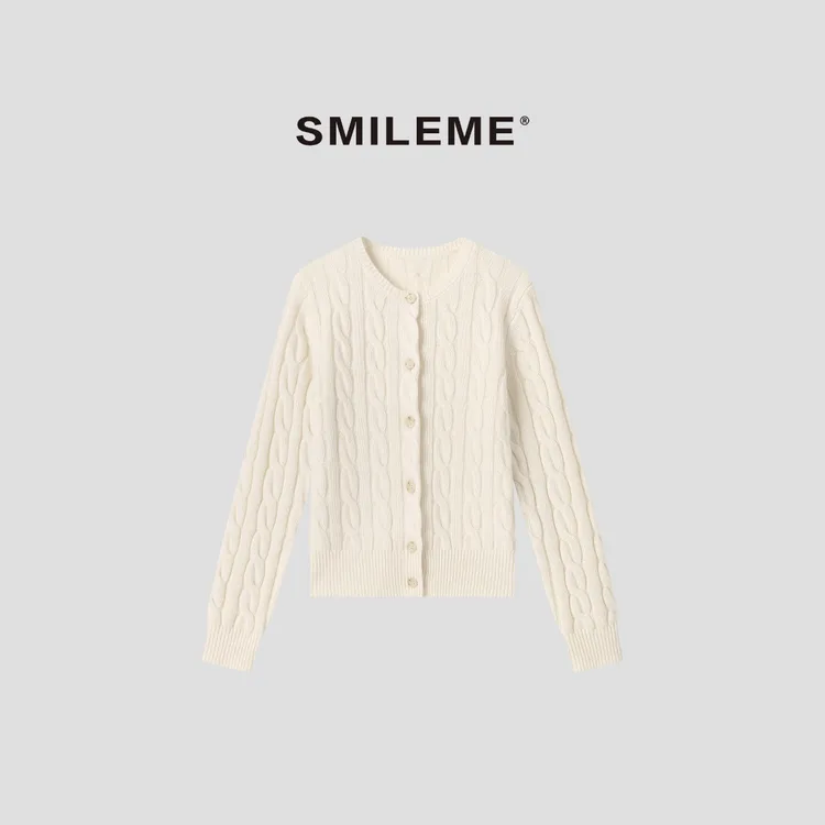 3-SMILEME【柔云触感】‘100绵羊毛’时尚休闲秋冬毛织开衫R5377004