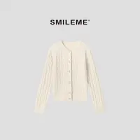 SMILEME【柔云触感】‘100绵羊毛’时尚秋冬毛织开衫R5377004
