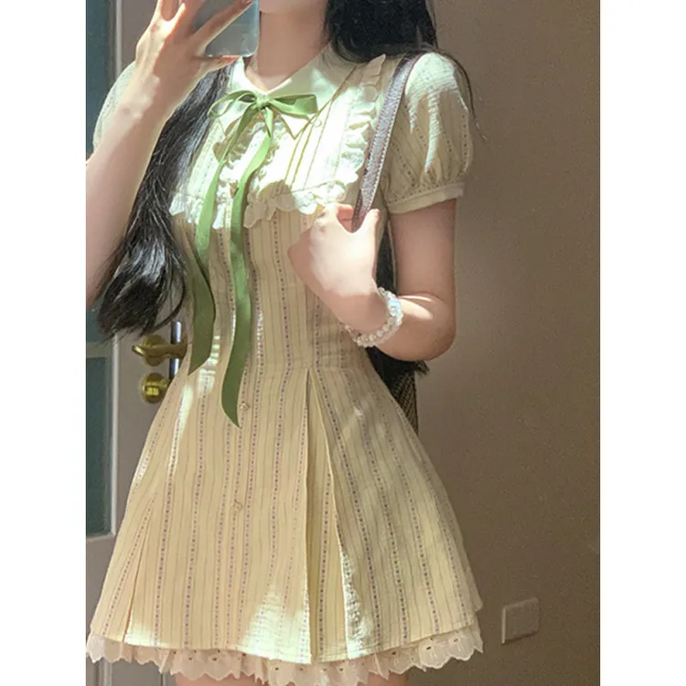 法式时尚高级感Polo领连衣裙女夏季新款显瘦气质休闲百搭A字裙子