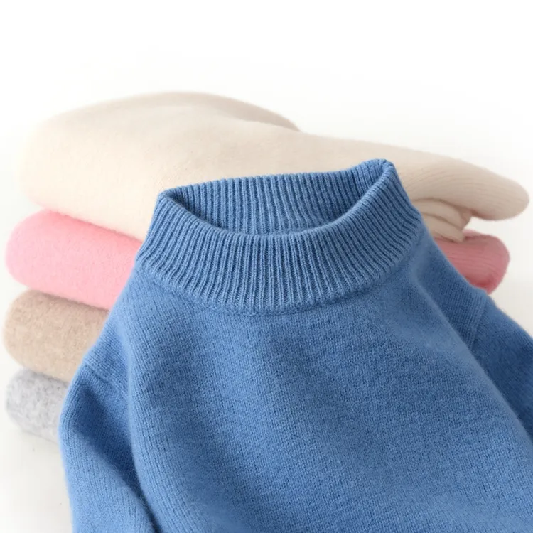 【超三股加厚】100%羊毛衫儿童半高领加厚宝宝毛衣男女童针织衫