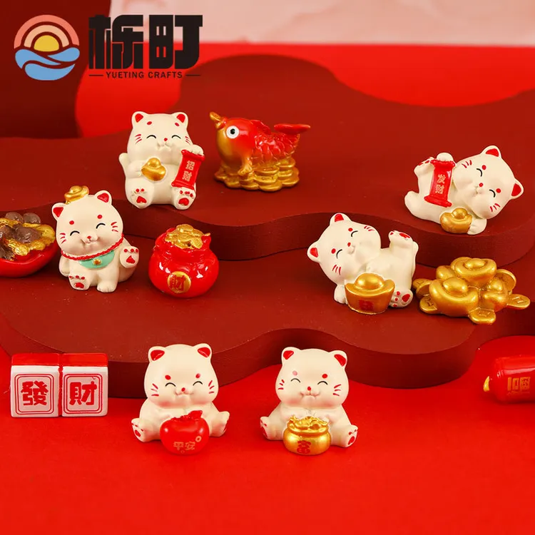 微景观摆件可爱招财猫树脂工艺品微景观摆件汽车中控台摆件家居装