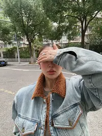 S.one 私人定制 美式复古羊羔毛牛仔外套