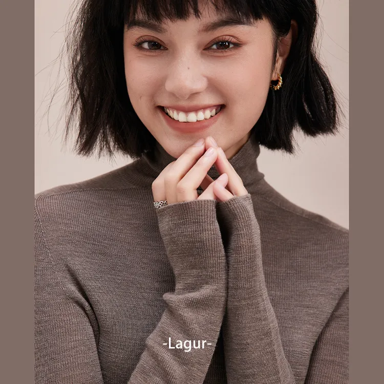Lagur岛精无缝一体德国扬子纱羊毛高领打底衫高级感毛衣女秋冬