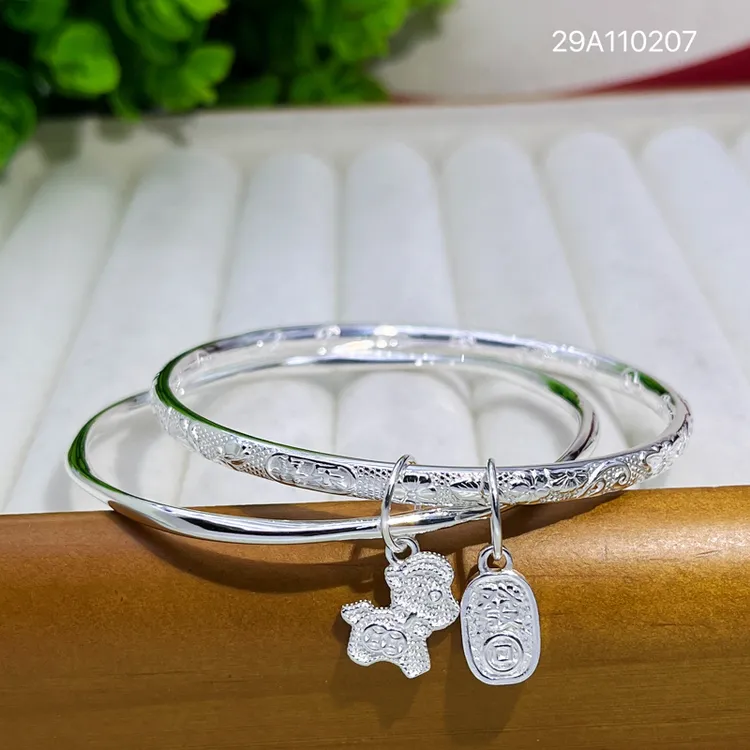 足银手镯 马上有钱吉言两圈莫比乌斯手环时尚百搭高级感素圈手饰