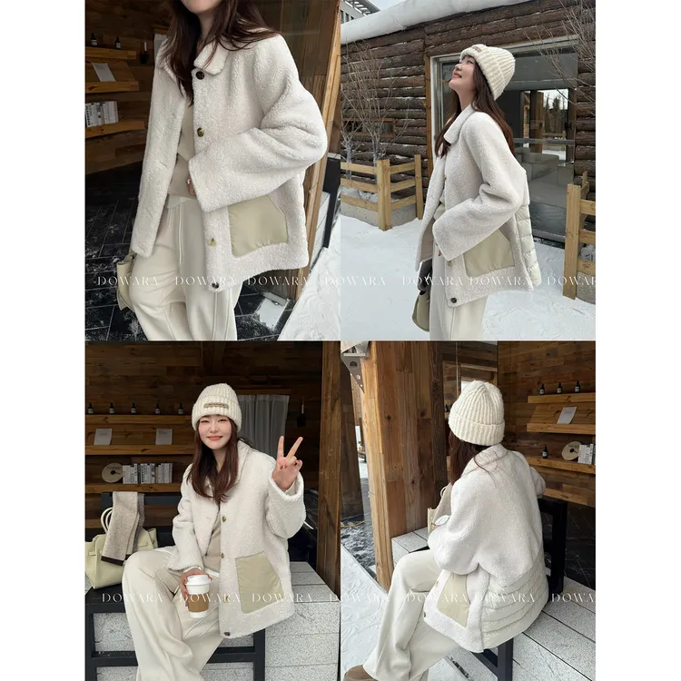 大婉酱微胖定制【淡然自若】韩系通勤风毛毛一体冬保暖羽绒服 2706D