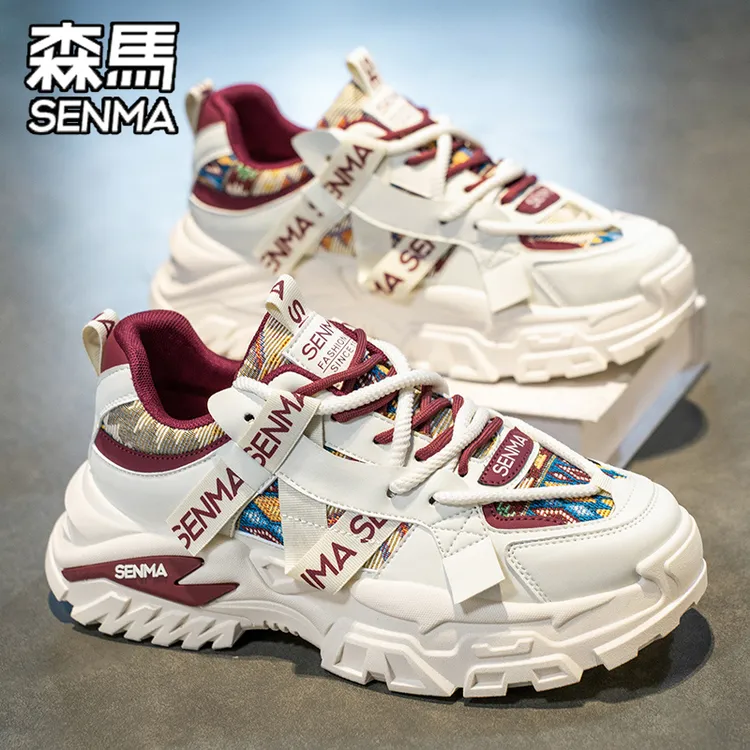 SENMA/森马潮牌鞋子男鞋冬季加绒老爹鞋青少年增高休闲厚底运动鞋