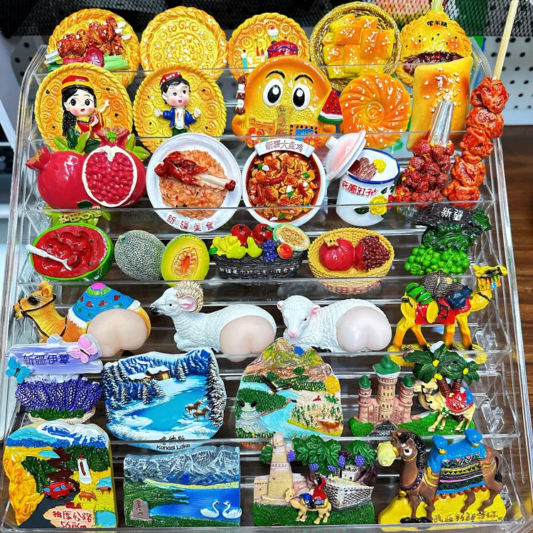新疆风冰箱贴人物囊烤肉树脂磁性贴旅游纪念品伴手礼