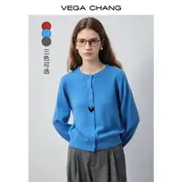 VEGACHANG【柔织漫色】多色圆领针织衫女2025新款早秋织开衫0218TS