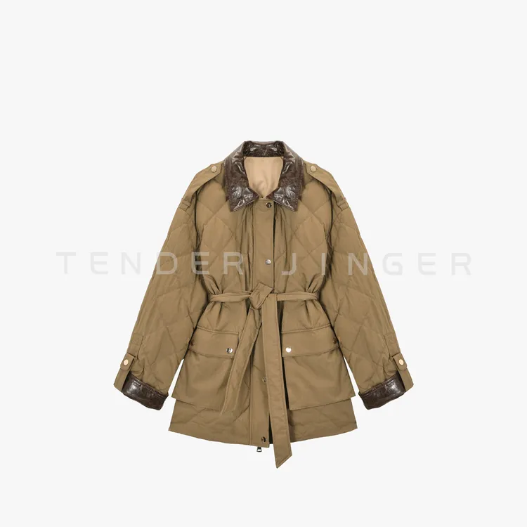 Tender Jinger｜线下专供 翻领菱格收腰鹅绒服T54XLK50342