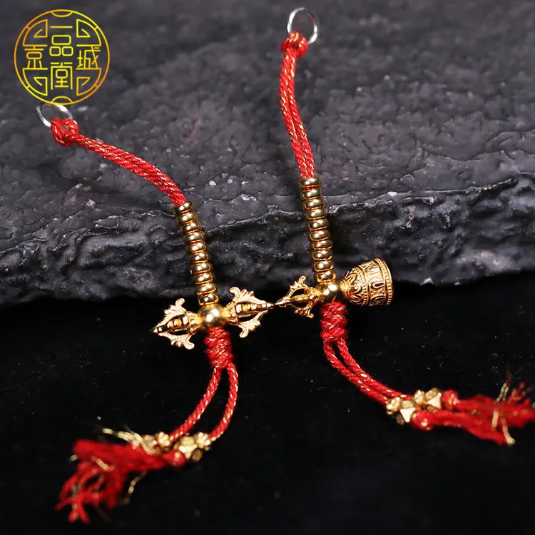 925银镀金金刚杵金刚铃背云计数器 复古文玩菩提手串项链配件饰品