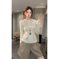 上衣设计感镂空百搭洋气圆领针织打底衫