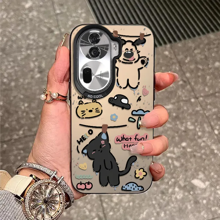 调皮KT猫适用OPPOReno14手机壳13新款12保护套11外壳彩银10防摔9