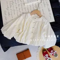 女童装春秋装蕾丝衬衫2025新款儿童秋季韩版泡泡袖女宝宝上衣