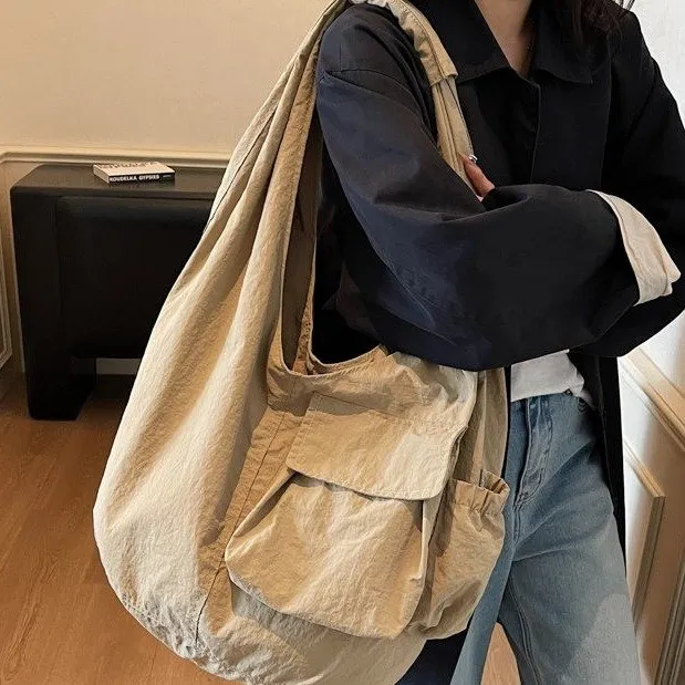 韩国ins文艺复古休闲慵懒风托特包百搭学生单肩腋下帆布包