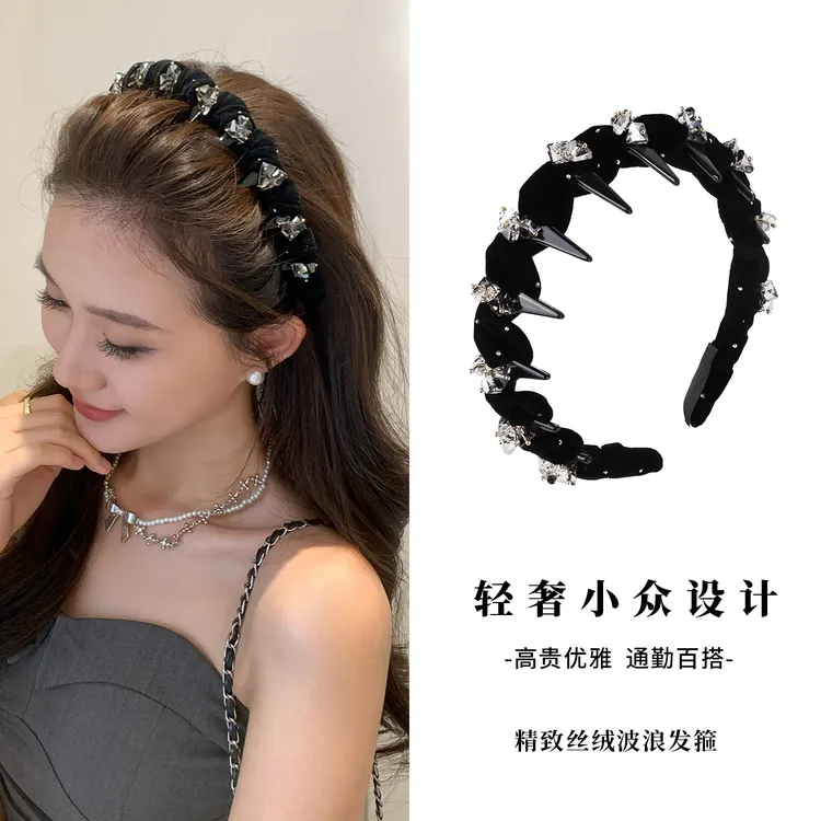 丝绒波浪发箍精致轻奢气质小众高级感头箍复古高颅顶头饰发饰女生