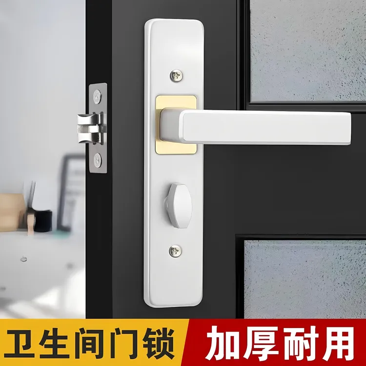 卫生间门锁无钥匙锁家用通用型铝合金厕所洗手间黑色不锈钢门把手