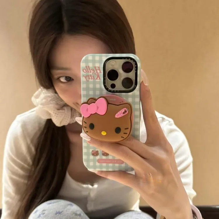 韩系ins蓝格纹猫咪磁吸适用苹果16promax手机壳15pro保护套14/13