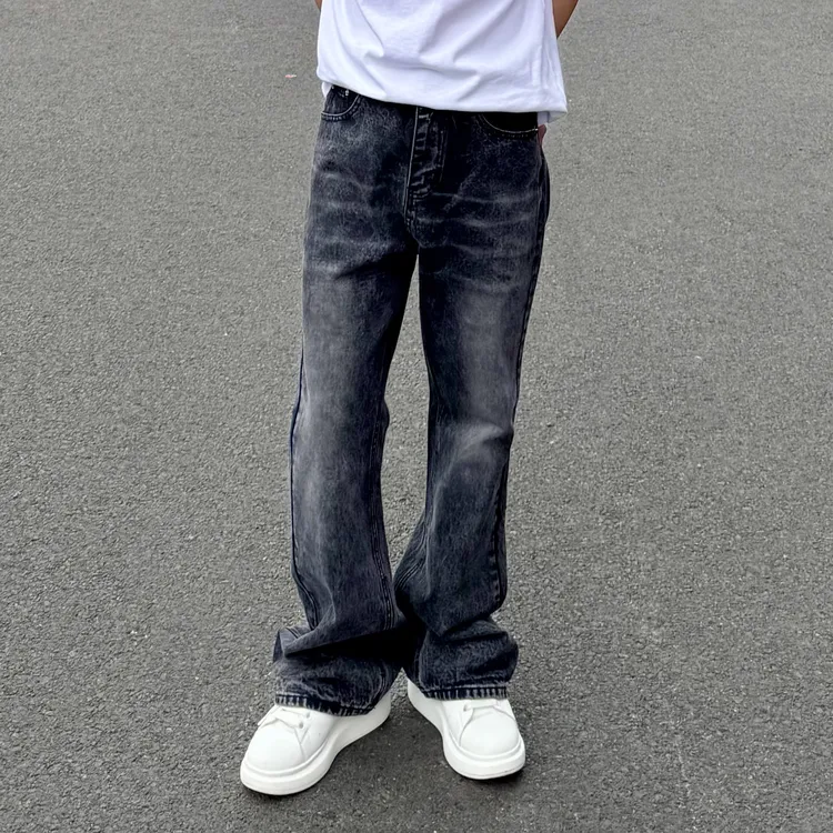 牛仔裤男款爆款2024水洗黑色直筒牛仔裤休闲百搭阔裤腿高腰显瘦