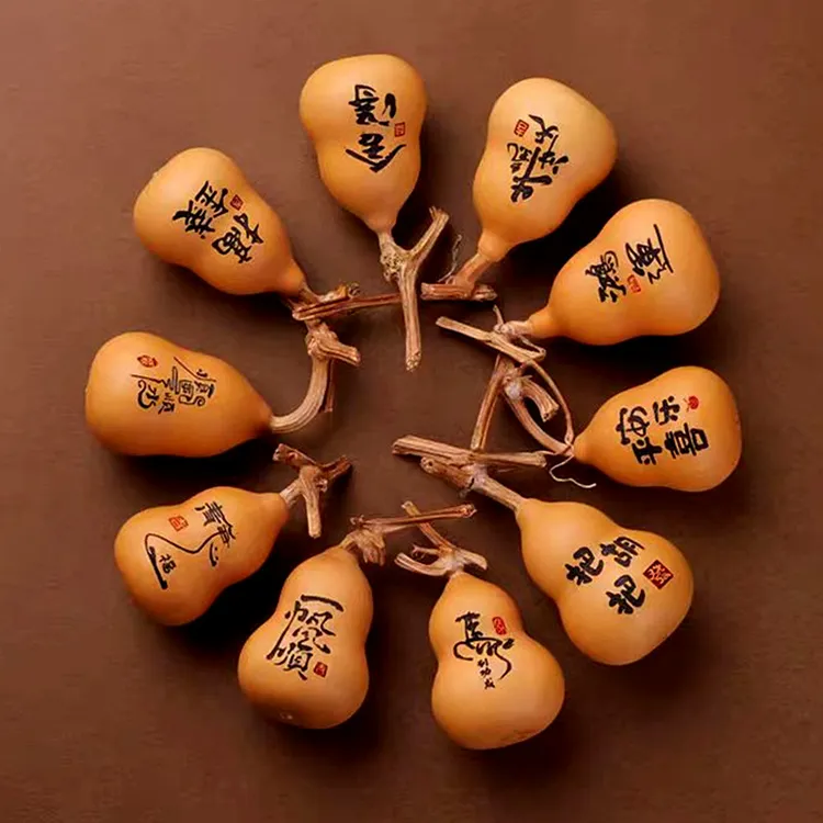 logo定制天然葫芦桌面小摆件手把件盘玩包浆刻字小葫芦天然葫芦