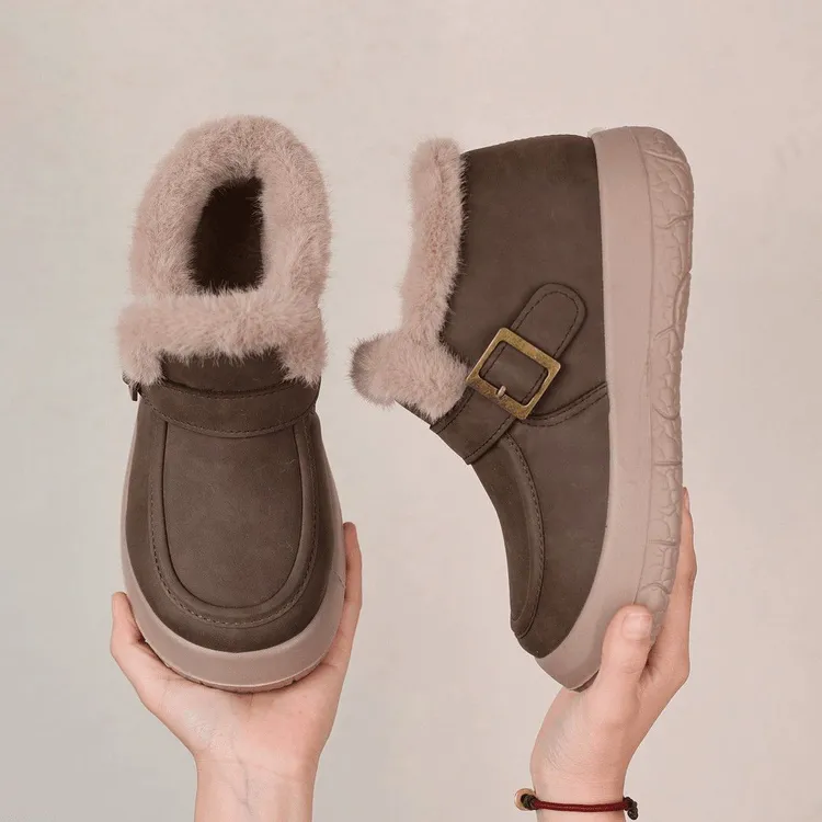 老北京女休闲运动雪地靴百搭高帮鞋布鞋女鞋冬季新款加绒保暖棉鞋