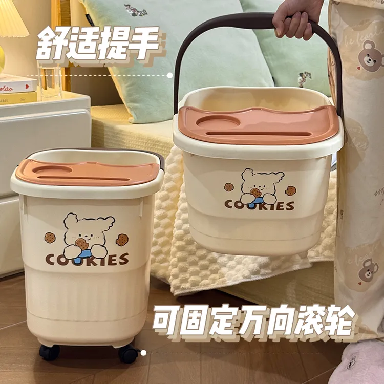 带轮泡脚桶家用过小腿高深桶过膝加热便携加厚保温足浴桶冬天洗脚