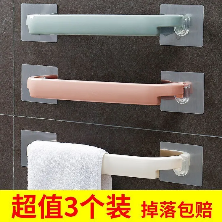 浴室毛巾架毛巾收纳免打孔壁挂式收纳洗手间粘贴式拖鞋架卫生间架