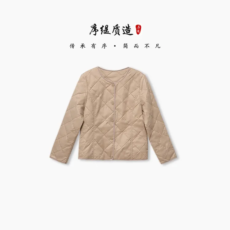 序缇100柞蚕丝填充 薄款棉衣外套女秋冬新款上衣H127-21907