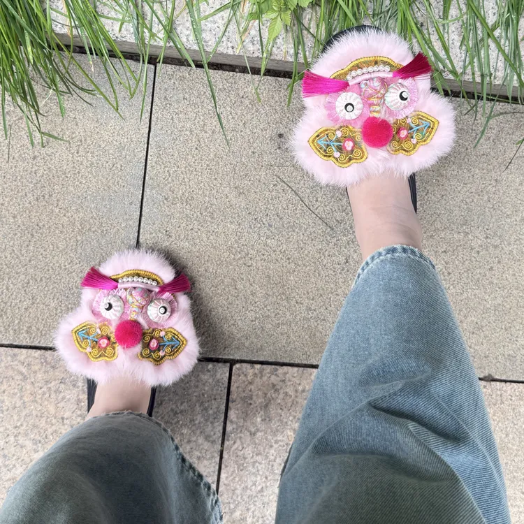 【黑莓粉黛】花田家·原创手工千层底麒麟鞋