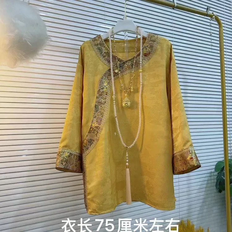 胖MM时尚新款新中式领口设计复古国风大码唐装胖妹妹秋季新搭配