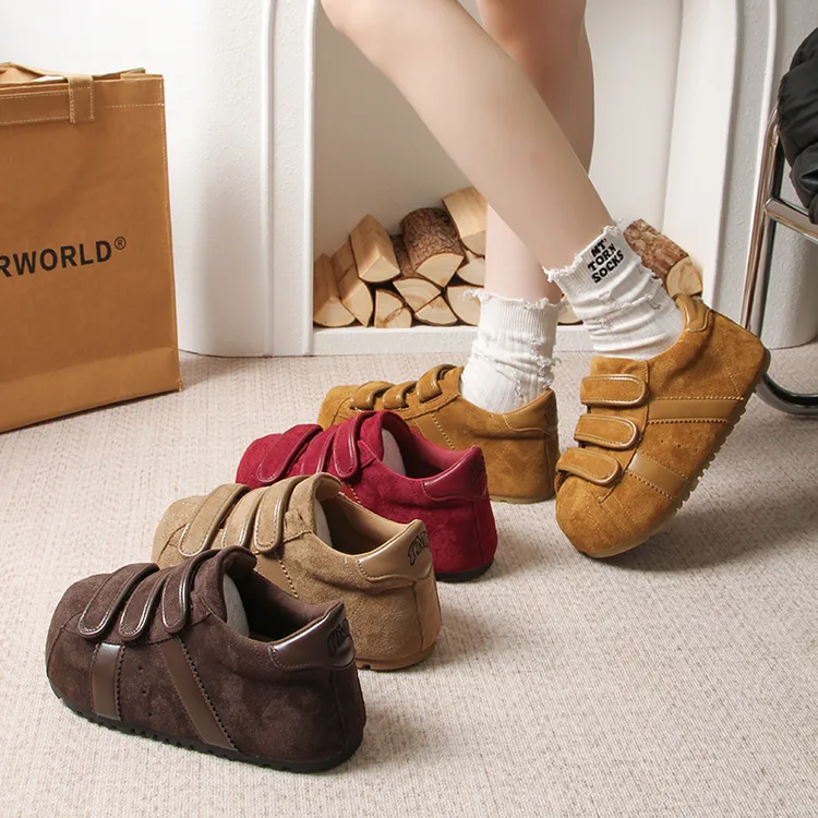厚底德训鞋女大头丑萌魔术贴面包休闲鞋2025新款秋季百搭运动单鞋