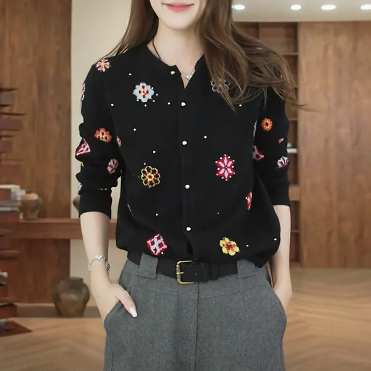 老钱风松弛感女装贵气独特漂亮小衫2025新款毛针织开衫外套百搭Y