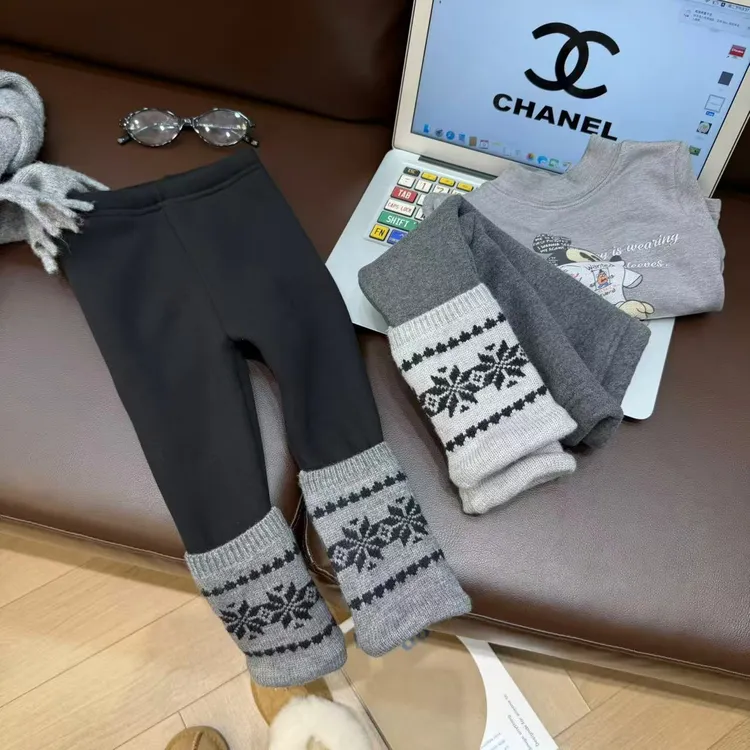 X.M复古费尔岛女童堆堆袜打底裤~超厚的羊驼绒