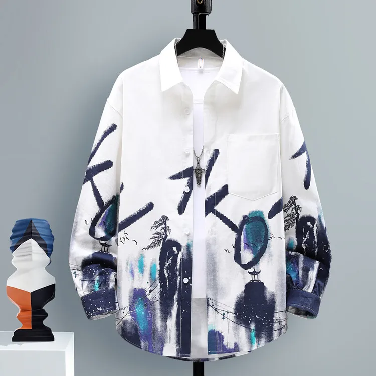 春夏秋衬衫长袖男韩版宽松休闲衬衣男士外穿薄款衬衫夹克男