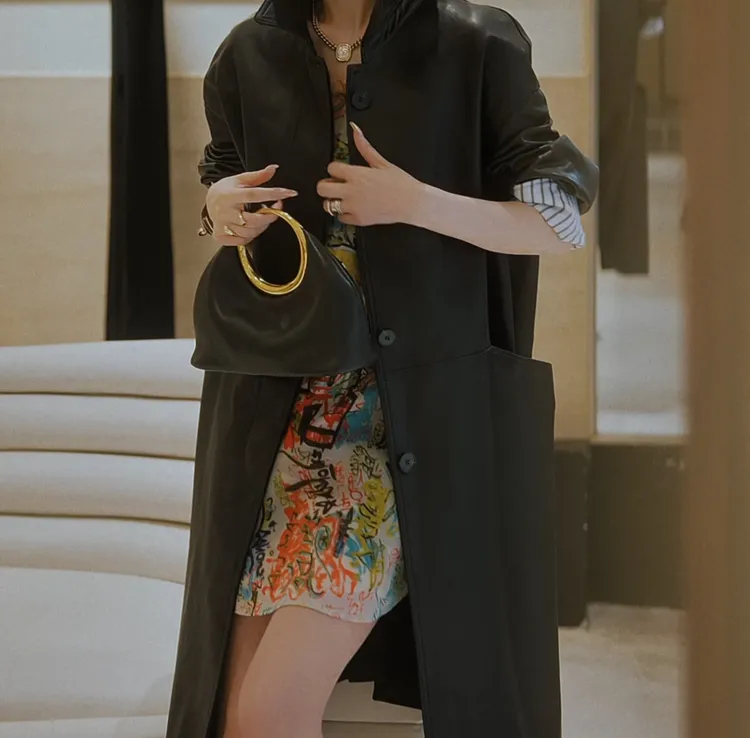 英国进口绵羊皮植鞣撞色条纹英伦风皮衣TW8815