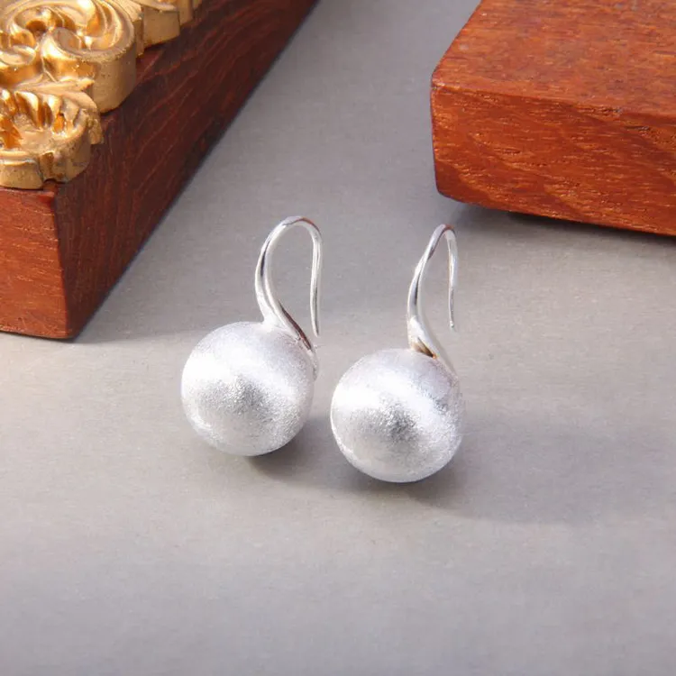足银耳饰 拉丝球时尚耳环 时尚潮流 精品现货一件代发