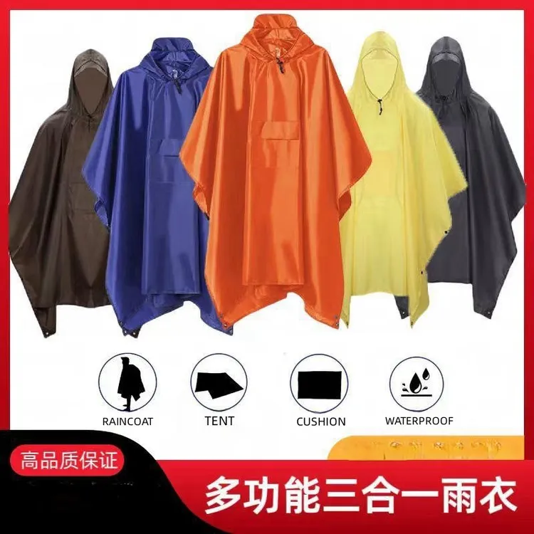 外贸天幕三合一斗篷雨衣雨披成人户外防水旅游涤纶跨境防雨雨衣
