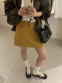 2025秋季新款韩系高腰显瘦减龄百搭短裙复古灯芯绒半身裙女8177