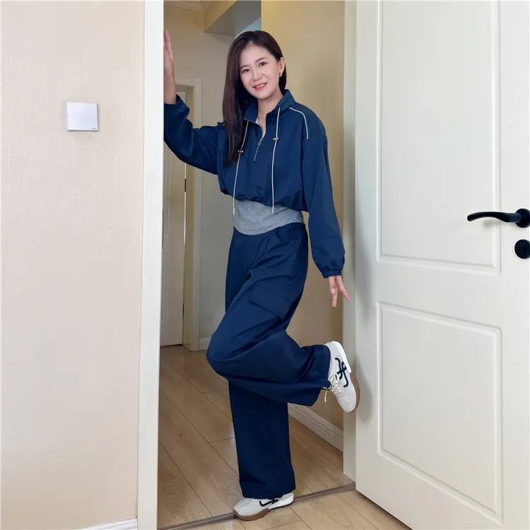 时尚休闲运动阔腿裤套装女春秋2025新款高级感减龄洋气穿搭一整套