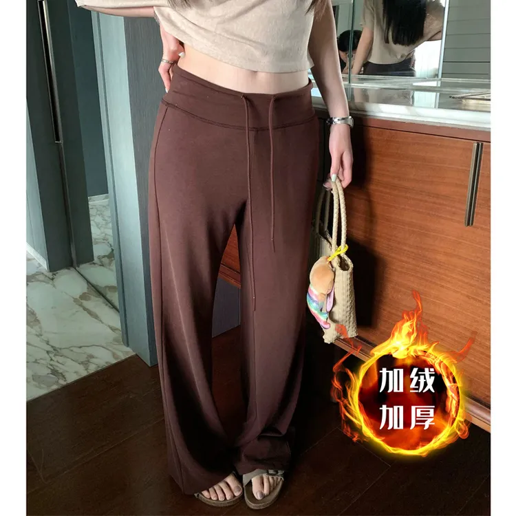 孕妇阔腿裤拖地裤系带秋冬加绒时尚休闲百搭显瘦秋装显瘦孕妇长裤