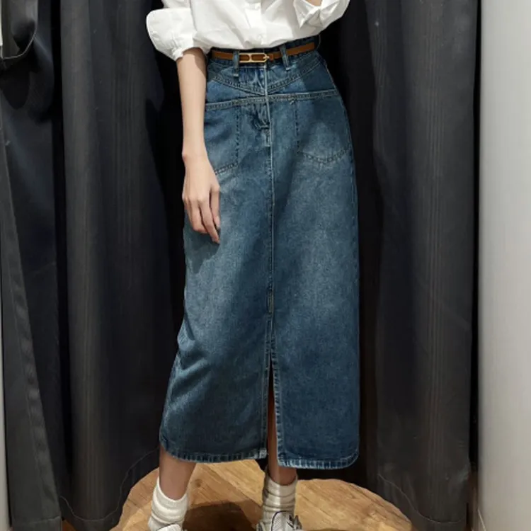 哥弟阿玛施正牛仔裙半身裙女款爆款2025新款秋季高腰显瘦蓝色裙子