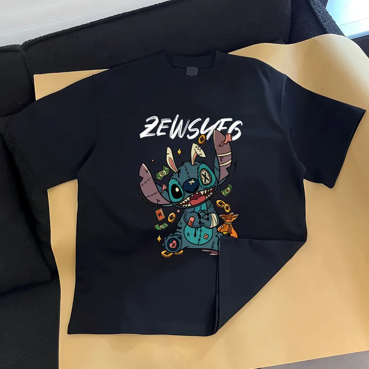 260g重磅纯棉美式休闲潮牌短袖t恤男夏季圆领宽松卡通印花ins半袖