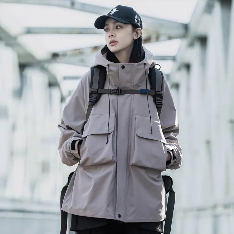 AOGZ机能风工装冲锋上衣男女春秋新款美式多口袋户外防风夹克外套