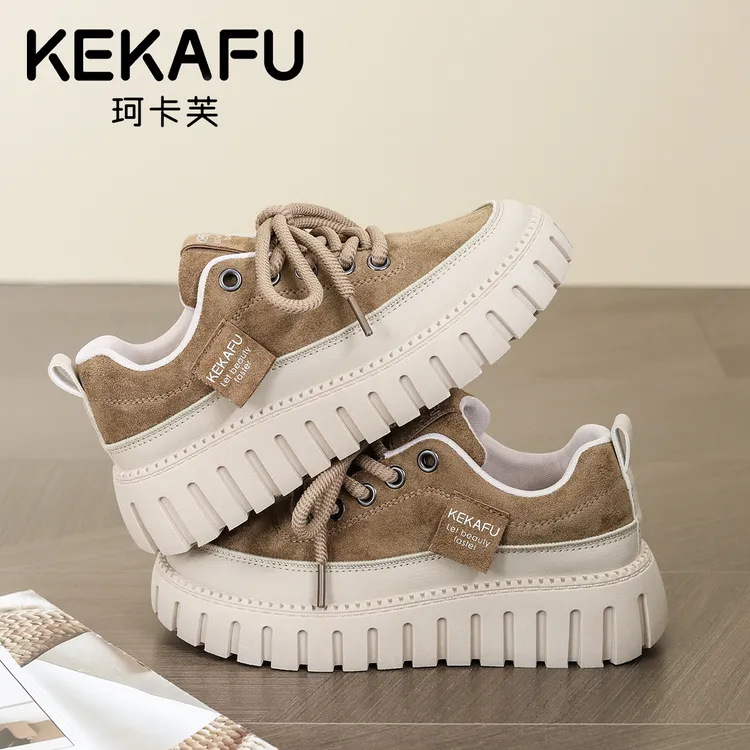 KEKAFU/珂卡芙2025新款秋季厚底百搭轻便防滑松糕鞋休闲运动板鞋